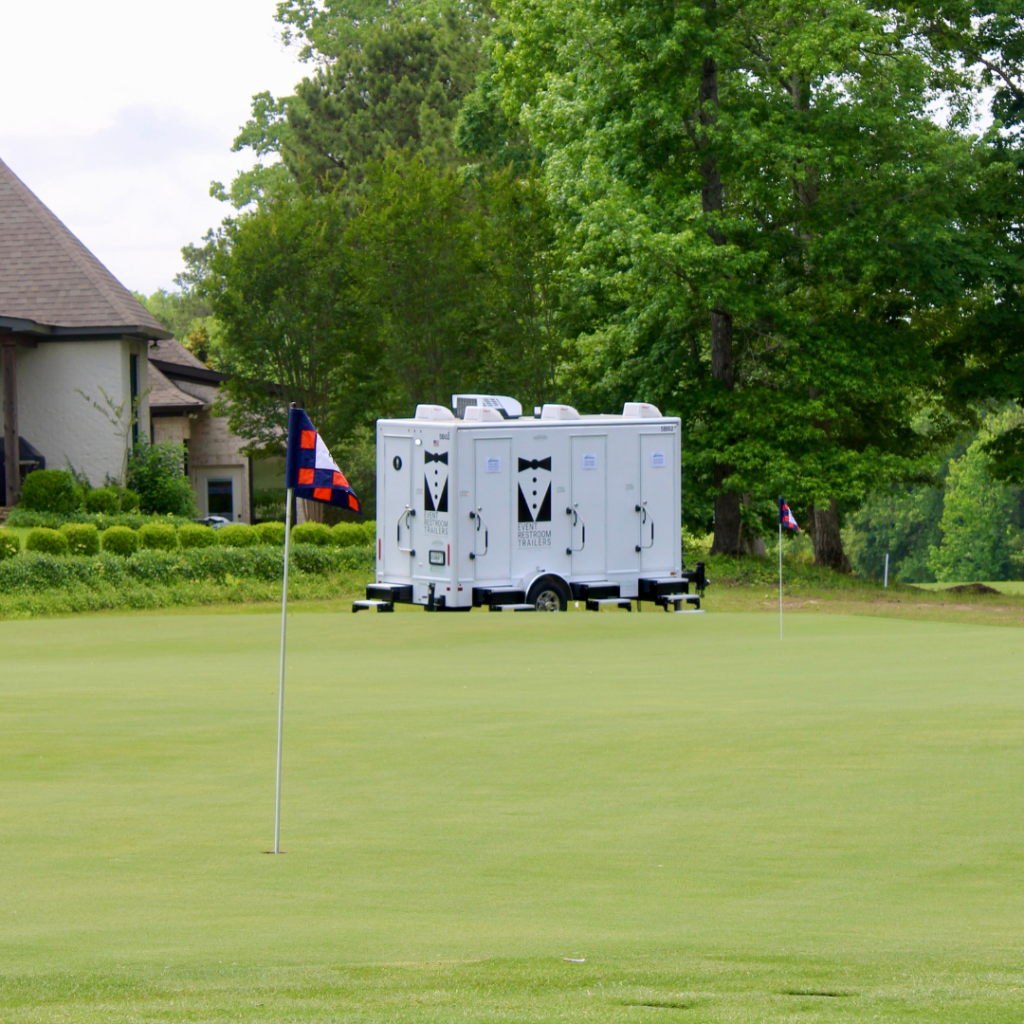 Premium Portable Restroom Solutions - 4 Stall Restroom Trailer at Golf Course